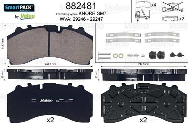 Valeo 882481 - Гальмівні колодки, дискові гальма autozip.com.ua