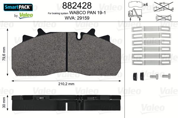 Valeo 882428 - Гальмівні колодки, дискові гальма autozip.com.ua