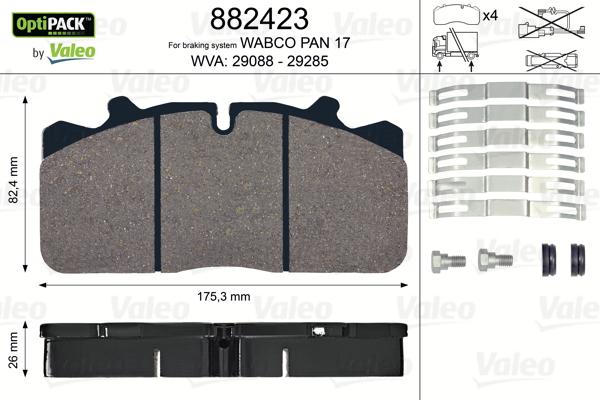 Valeo 882423 - Гальмівні колодки, дискові гальма autozip.com.ua