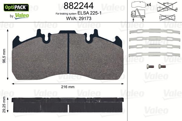 VALEO 882244 - Гальмівні колодки, дискові гальма autozip.com.ua
