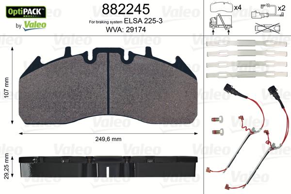 Valeo 882245 - Гальмівні колодки, дискові гальма autozip.com.ua