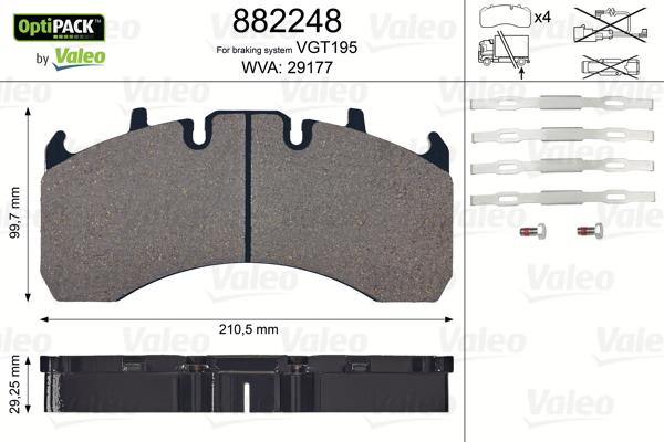 Valeo 882248 - Гальмівні колодки, дискові гальма autozip.com.ua