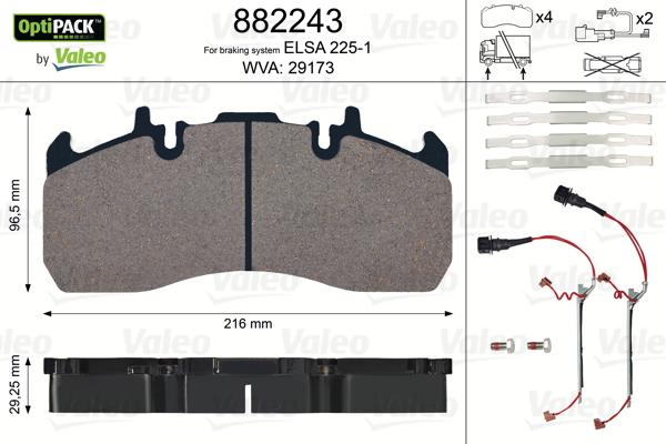 Valeo 882243 - Гальмівні колодки, дискові гальма autozip.com.ua