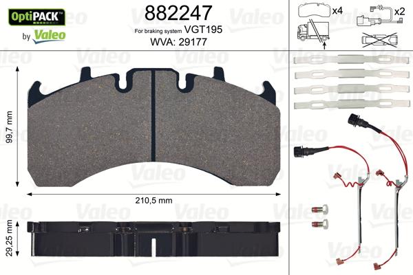 Valeo 882247 - Гальмівні колодки, дискові гальма autozip.com.ua