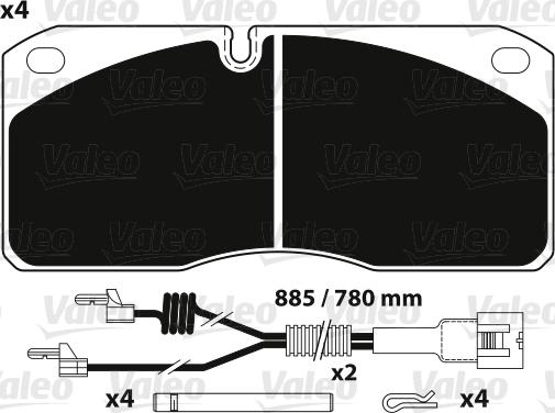 Valeo 882255 - Гальмівні колодки, дискові гальма autozip.com.ua