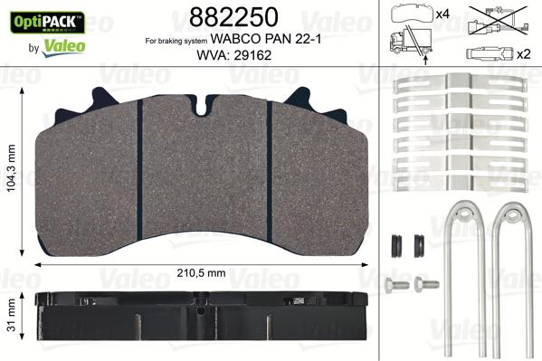 VALEO 882250 - Гальмівні колодки, дискові гальма autozip.com.ua
