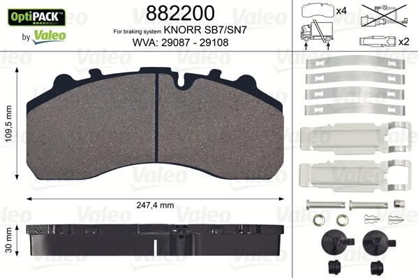 VALEO 882200 - Гальмівні колодки, дискові гальма autozip.com.ua