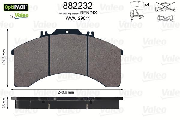 Valeo 882232 - Гальмівні колодки, дискові гальма autozip.com.ua