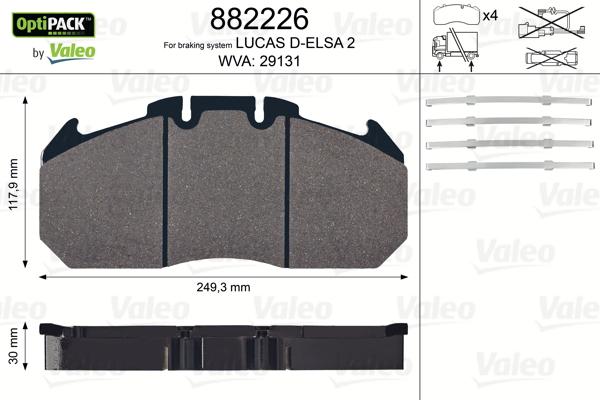 VALEO 882226 - Гальмівні колодки, дискові гальма autozip.com.ua