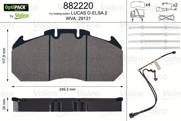 VALEO 882220 - Гальмівні колодки, дискові гальма autozip.com.ua