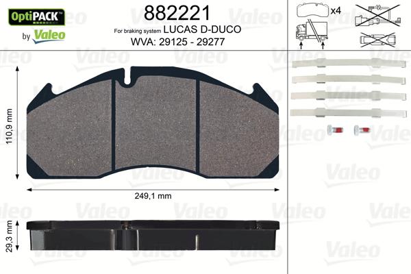 VALEO 882221 - Гальмівні колодки, дискові гальма autozip.com.ua