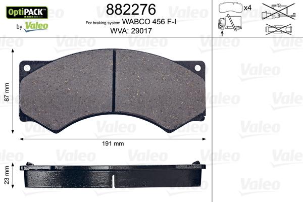 Valeo 882276 - Гальмівні колодки, дискові гальма autozip.com.ua