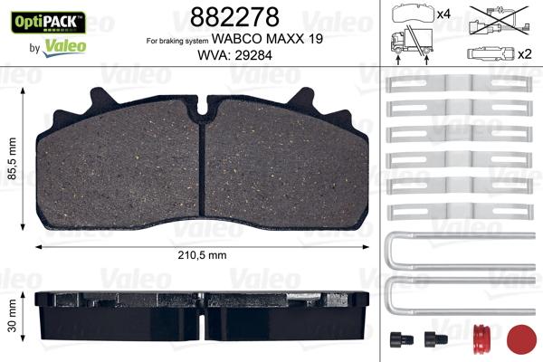 Valeo 882278 - Гальмівні колодки, дискові гальма autozip.com.ua