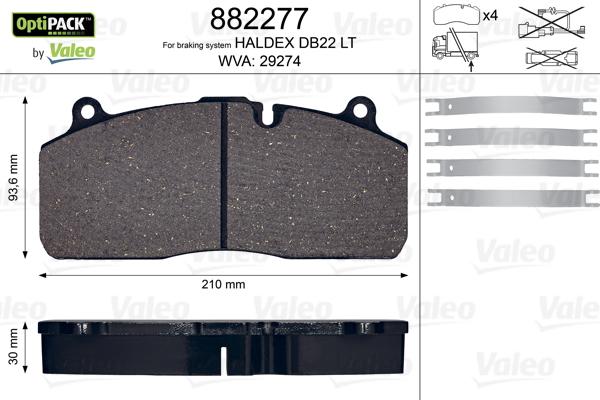 VALEO 882277 - Гальмівні колодки, дискові гальма autozip.com.ua