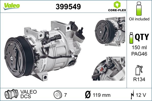 Valeo 399549 - Компресор, кондиціонер autozip.com.ua