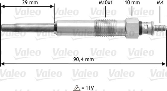 VALEO 345101 - Свічка розжарювання autozip.com.ua