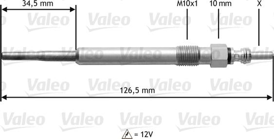 VALEO 345122 - Свічка розжарювання autozip.com.ua