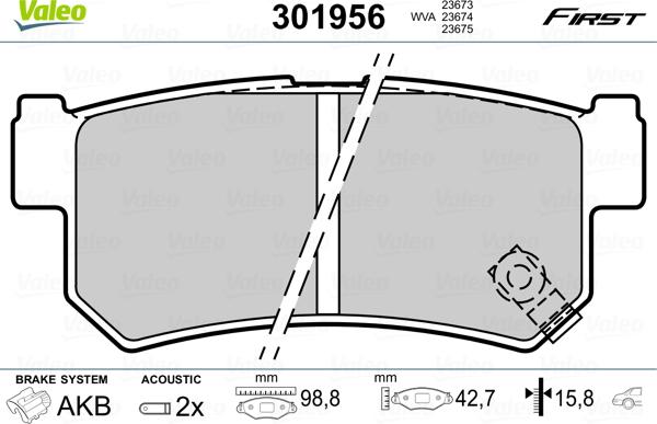 Valeo 301956 - Гальмівні колодки, дискові гальма autozip.com.ua