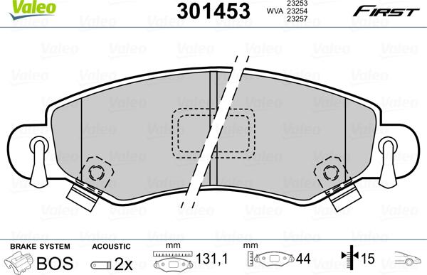 Valeo 301453 - Гальмівні колодки, дискові гальма autozip.com.ua