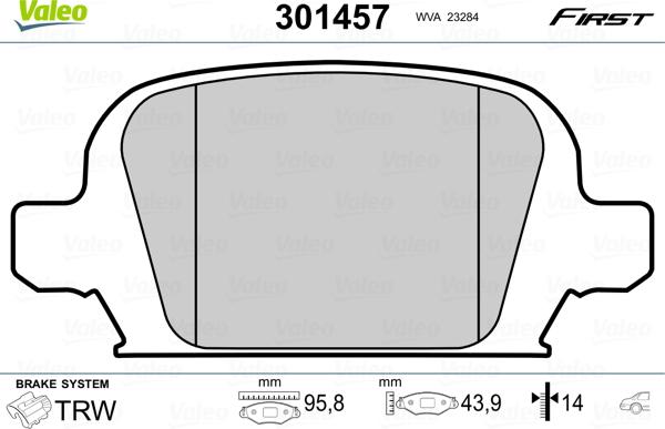 Valeo 301457 - Гальмівні колодки, дискові гальма autozip.com.ua