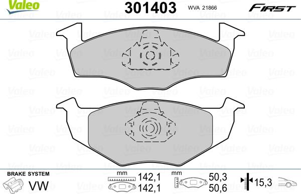 Valeo 301403 - Гальмівні колодки, дискові гальма autozip.com.ua