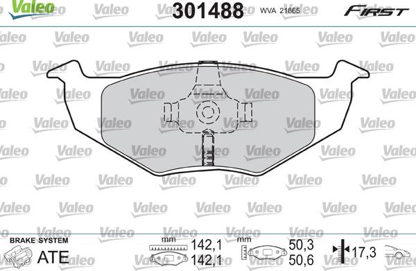 Valeo 301488 - Гальмівні колодки, дискові гальма autozip.com.ua