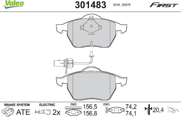 VALEO 301483 - Гальмівні колодки, дискові гальма autozip.com.ua
