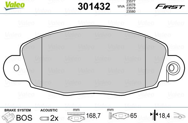 VALEO 301432 - Гальмівні колодки, дискові гальма autozip.com.ua