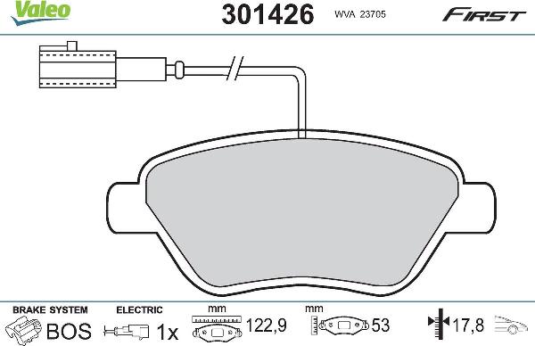 VALEO 301426 - Гальмівні колодки, дискові гальма autozip.com.ua