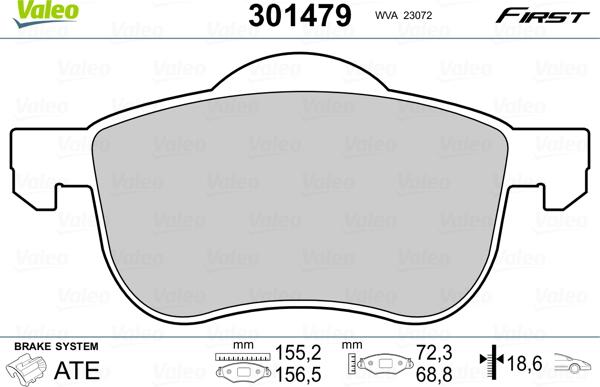 Valeo 301479 - Гальмівні колодки, дискові гальма autozip.com.ua