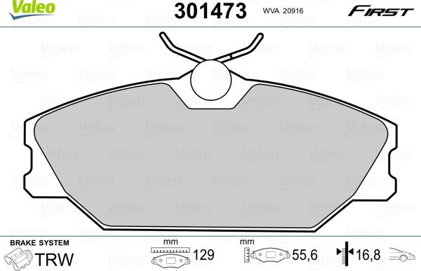 VALEO 301473 - Гальмівні колодки, дискові гальма autozip.com.ua