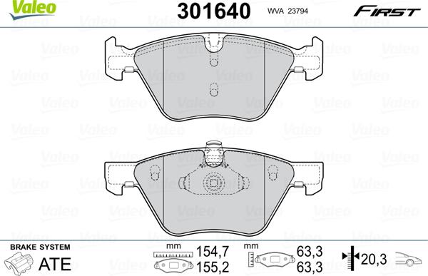 VALEO 301640 - Гальмівні колодки, дискові гальма autozip.com.ua