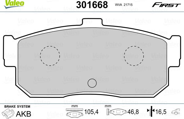 VALEO 301668 - Гальмівні колодки, дискові гальма autozip.com.ua