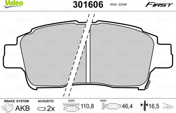 VALEO 301606 - Гальмівні колодки, дискові гальма autozip.com.ua