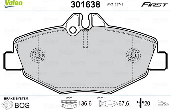 Valeo 301638 - Гальмівні колодки, дискові гальма autozip.com.ua