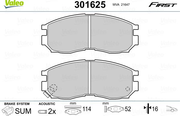 VALEO 301625 - Гальмівні колодки, дискові гальма autozip.com.ua