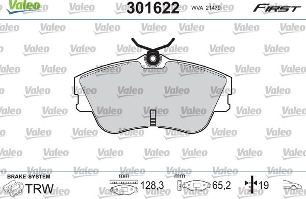 VALEO 301622 - Гальмівні колодки, дискові гальма autozip.com.ua