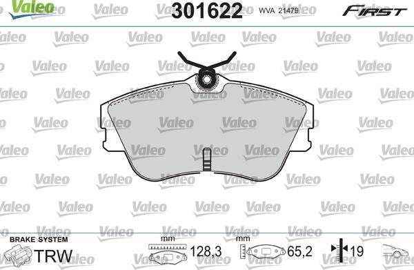Valeo 301622 - Гальмівні колодки, дискові гальма autozip.com.ua