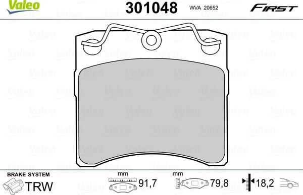 Valeo 301048 - Гальмівні колодки, дискові гальма autozip.com.ua