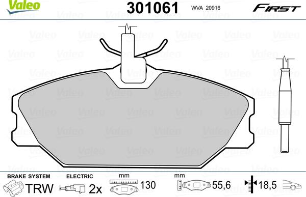 VALEO 301061 - Гальмівні колодки, дискові гальма autozip.com.ua