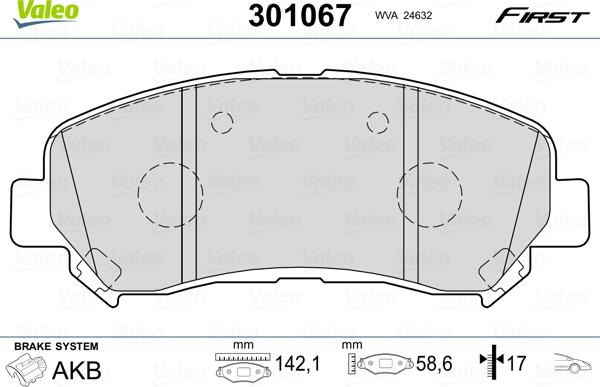 Valeo 301067 - Гальмівні колодки, дискові гальма autozip.com.ua