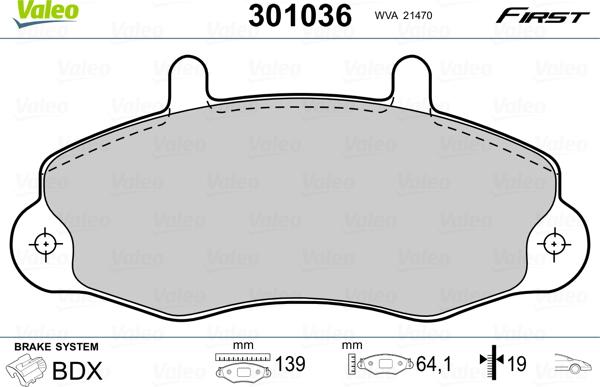 VALEO 301036 - Гальмівні колодки, дискові гальма autozip.com.ua