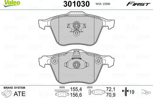 Valeo 301030 - Гальмівні колодки, дискові гальма autozip.com.ua