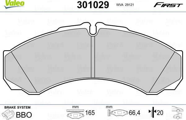 Valeo 301029 - Гальмівні колодки, дискові гальма autozip.com.ua