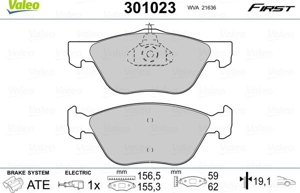 VALEO 301023 - Гальмівні колодки, дискові гальма autozip.com.ua