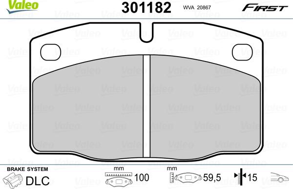 VALEO 301182 - Гальмівні колодки, дискові гальма autozip.com.ua
