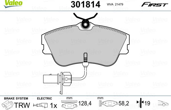 Valeo 301814 - Гальмівні колодки, дискові гальма autozip.com.ua