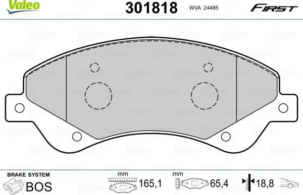 Valeo 301818 - Гальмівні колодки, дискові гальма autozip.com.ua