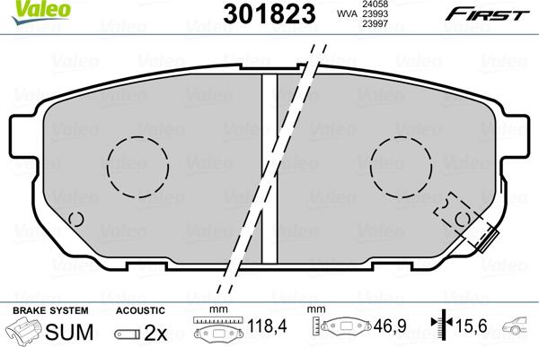 VALEO 301823 - Гальмівні колодки, дискові гальма autozip.com.ua