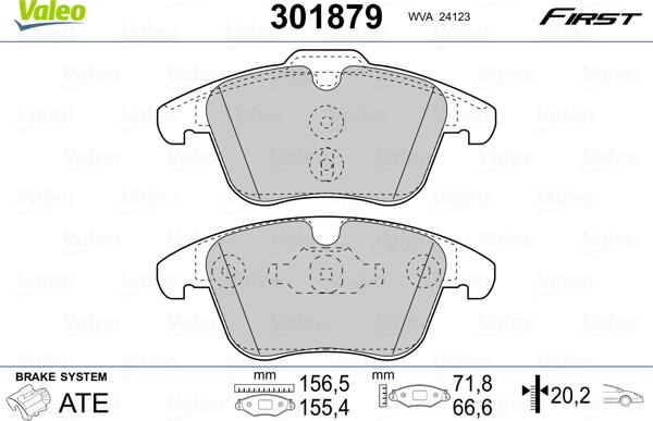VALEO 301879 - Гальмівні колодки, дискові гальма autozip.com.ua